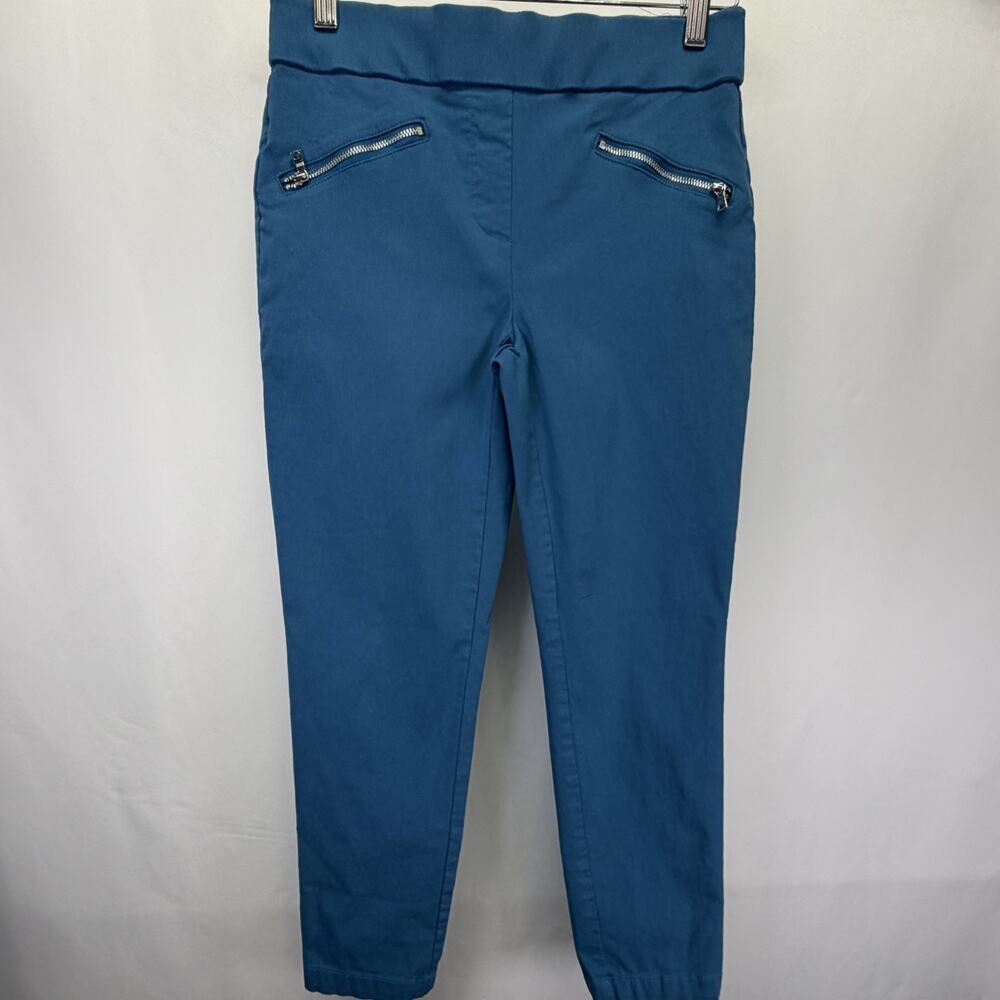 Emaline Pants Womens 4 Petite Teal Pull On Comfort Stretch Casual Wear Cropped